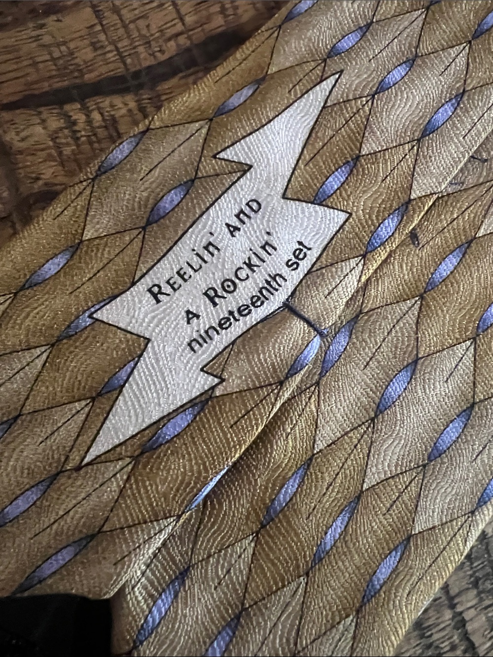 Grateful Dead Gold and Blue Geometric Men's Tie - Picture 3 of 4